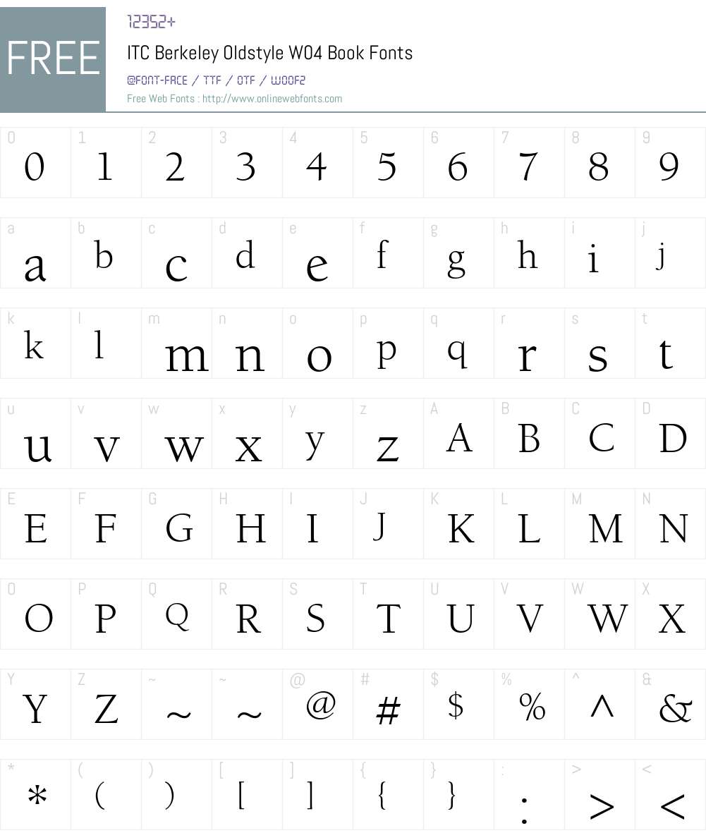 ITC Berkeley Old Style Font Screenshots