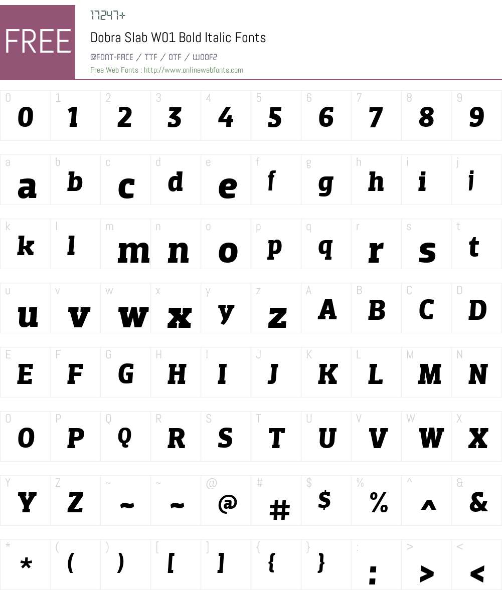 DobraSlabW01-BoldItalic Font Screenshots