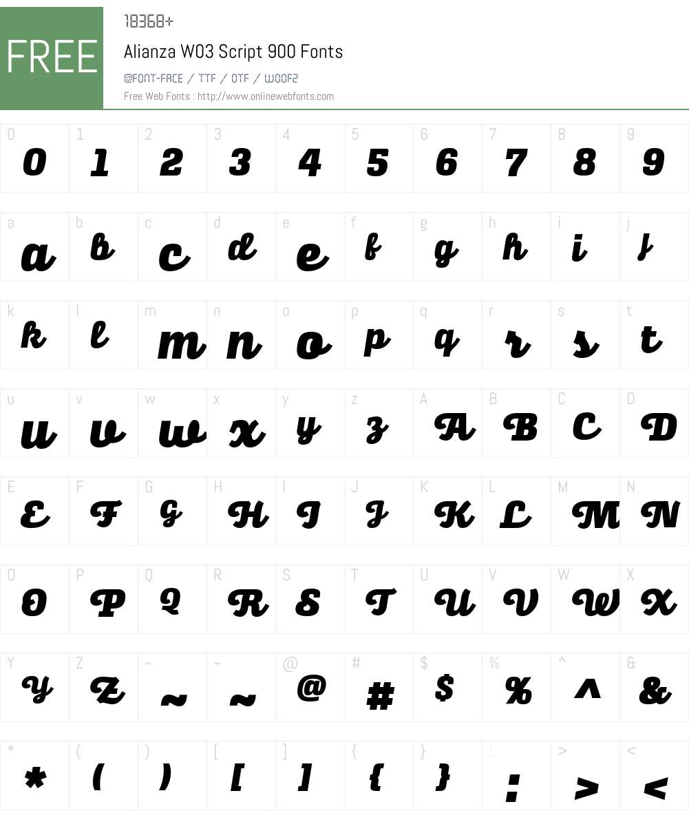 AlianzaW03-Script900 Font Screenshots