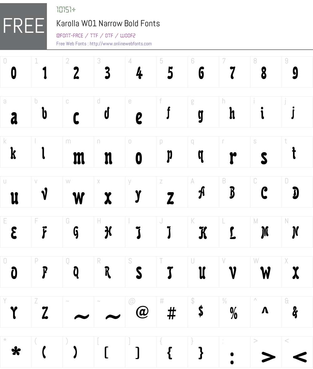 KarollaW01-NarrowBold Font Screenshots