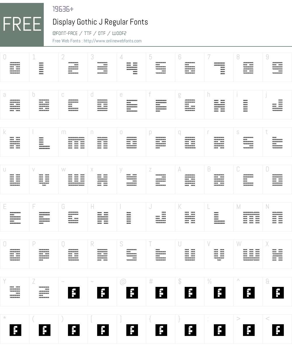 Display Gothic J Font Screenshots