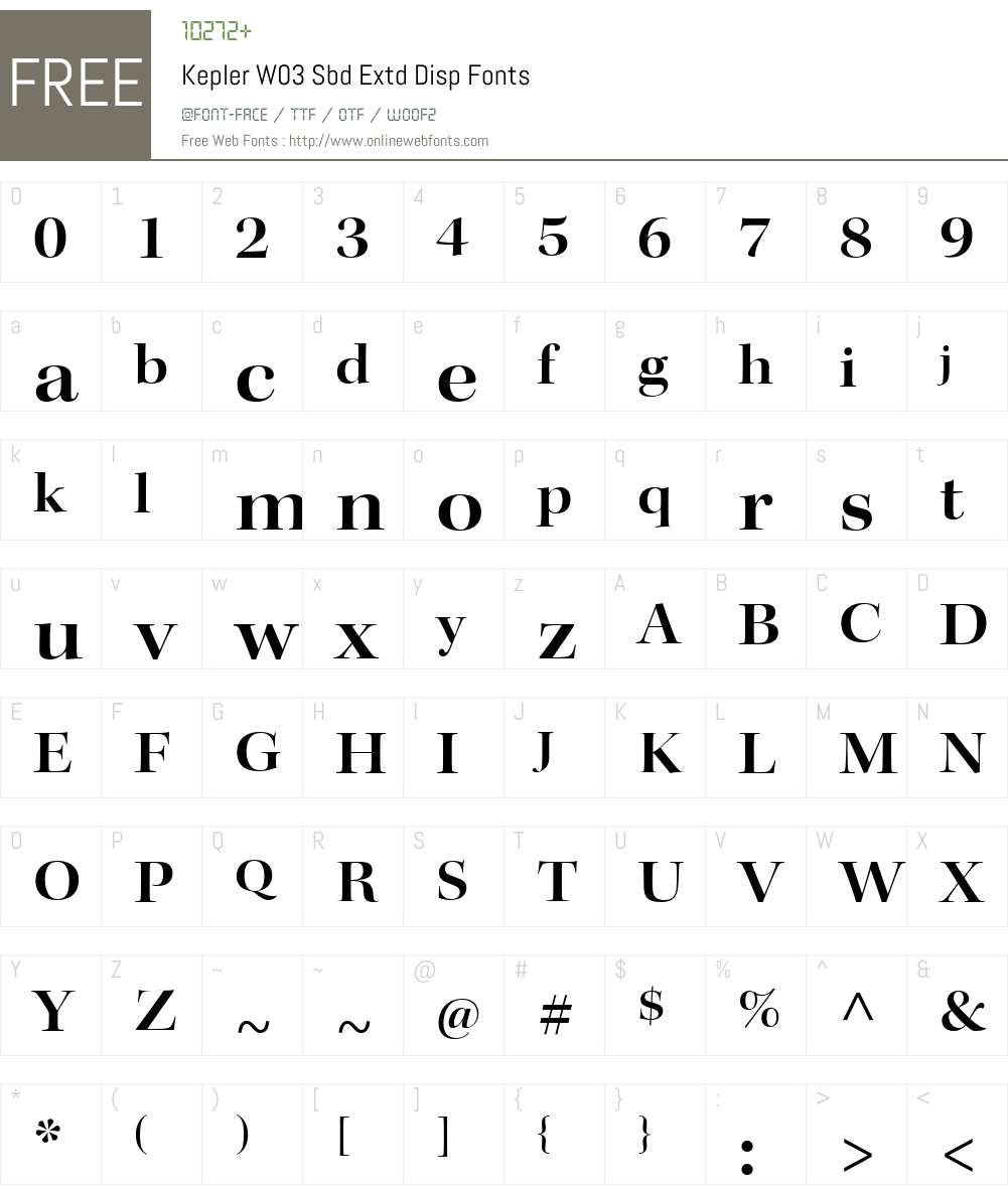 KeplerW03-SbdExtdDisp Font Screenshots