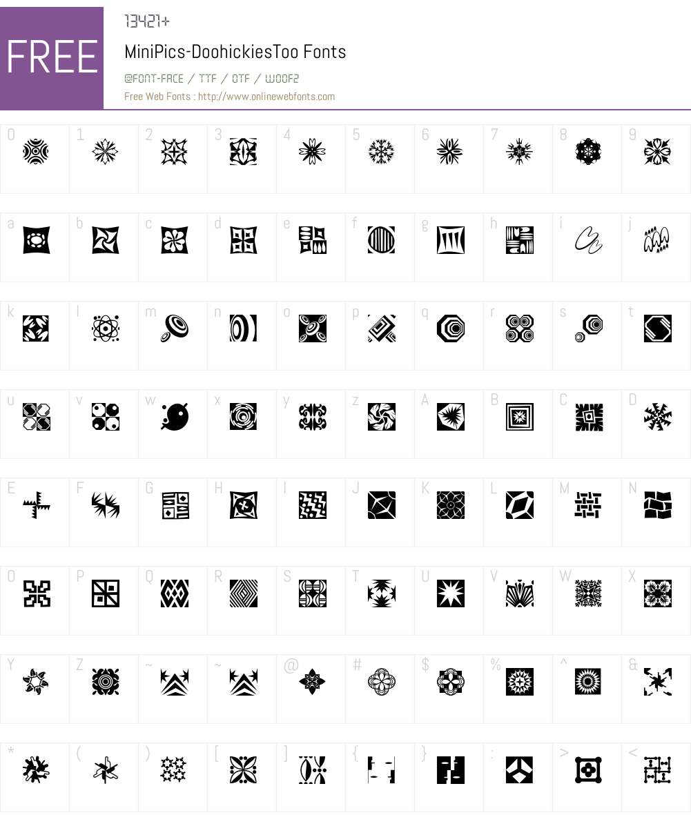 MiniPics Font Screenshots