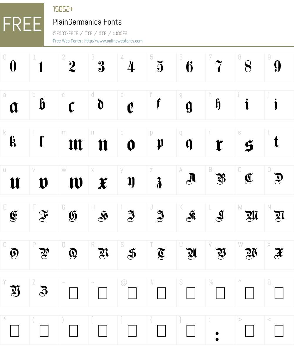 PlainGermanica Font Screenshots