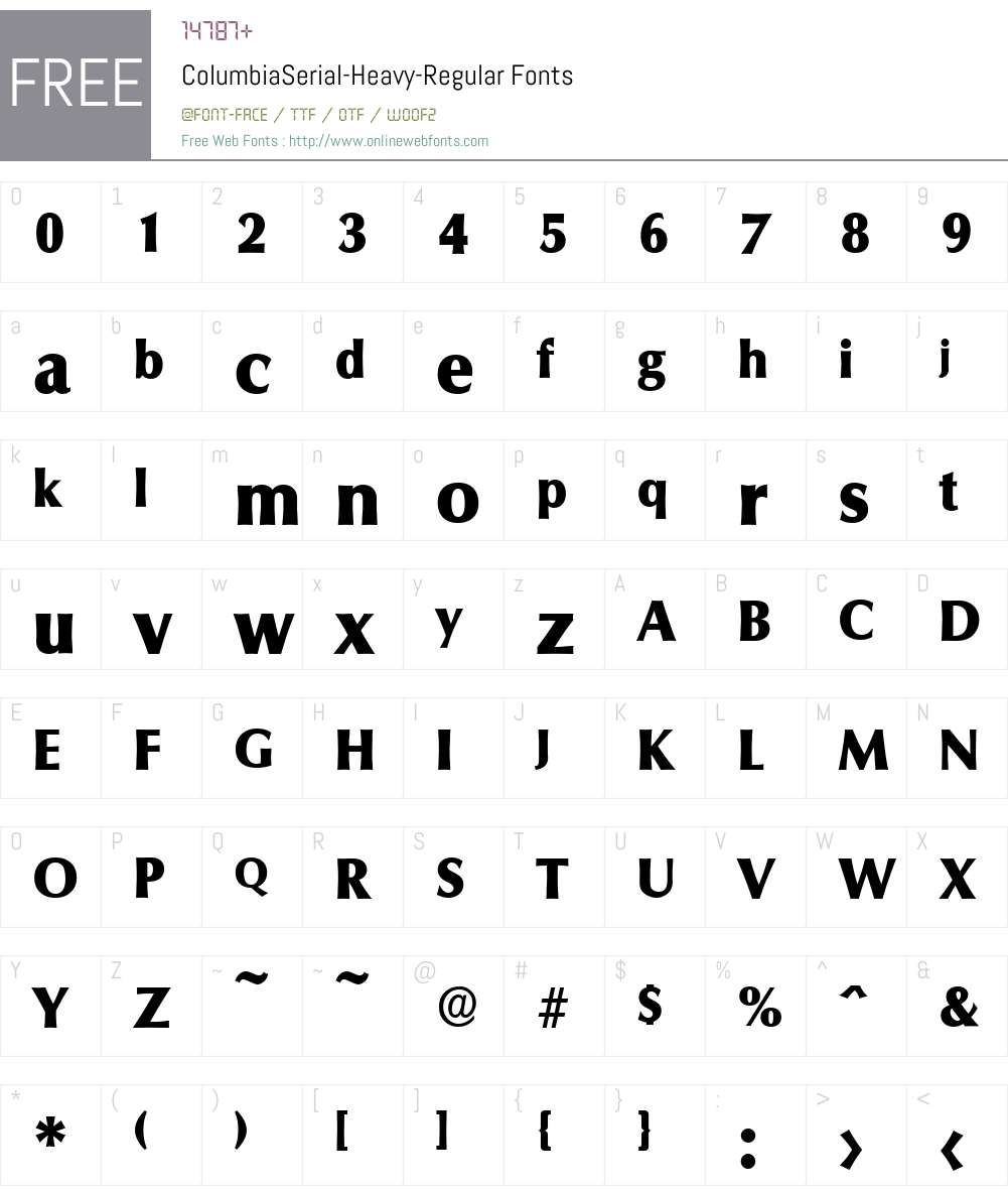 ColumbiaSerial-Heavy Font Screenshots