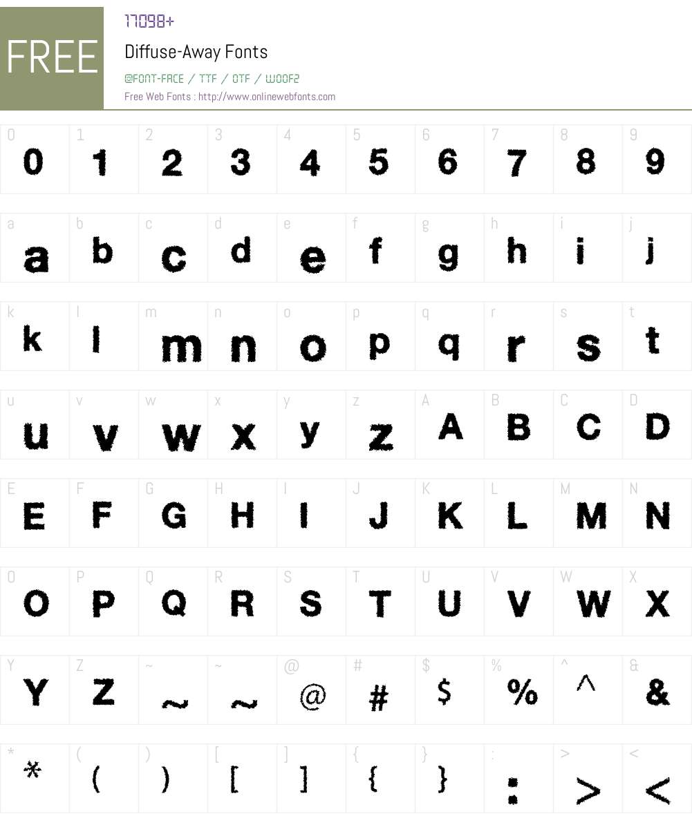 Diffuse-Away Font Screenshots