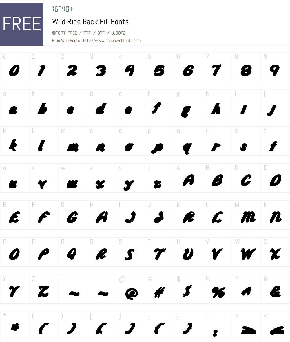 Wild Ride Back Fill Font Screenshots