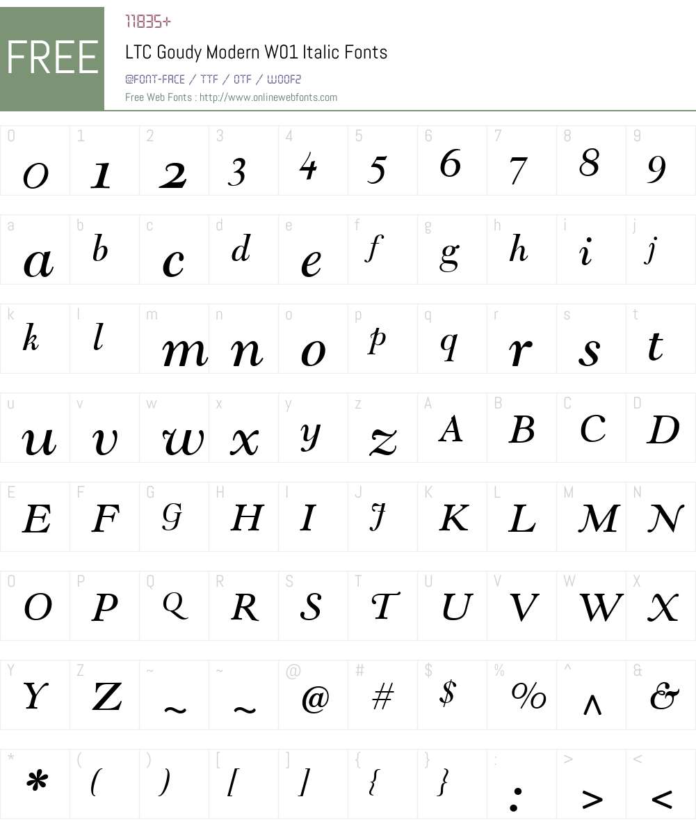 LTCGoudyModernW01-Italic Font Screenshots