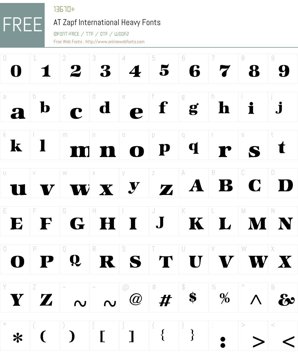 ATZapfInternational Font Screenshots