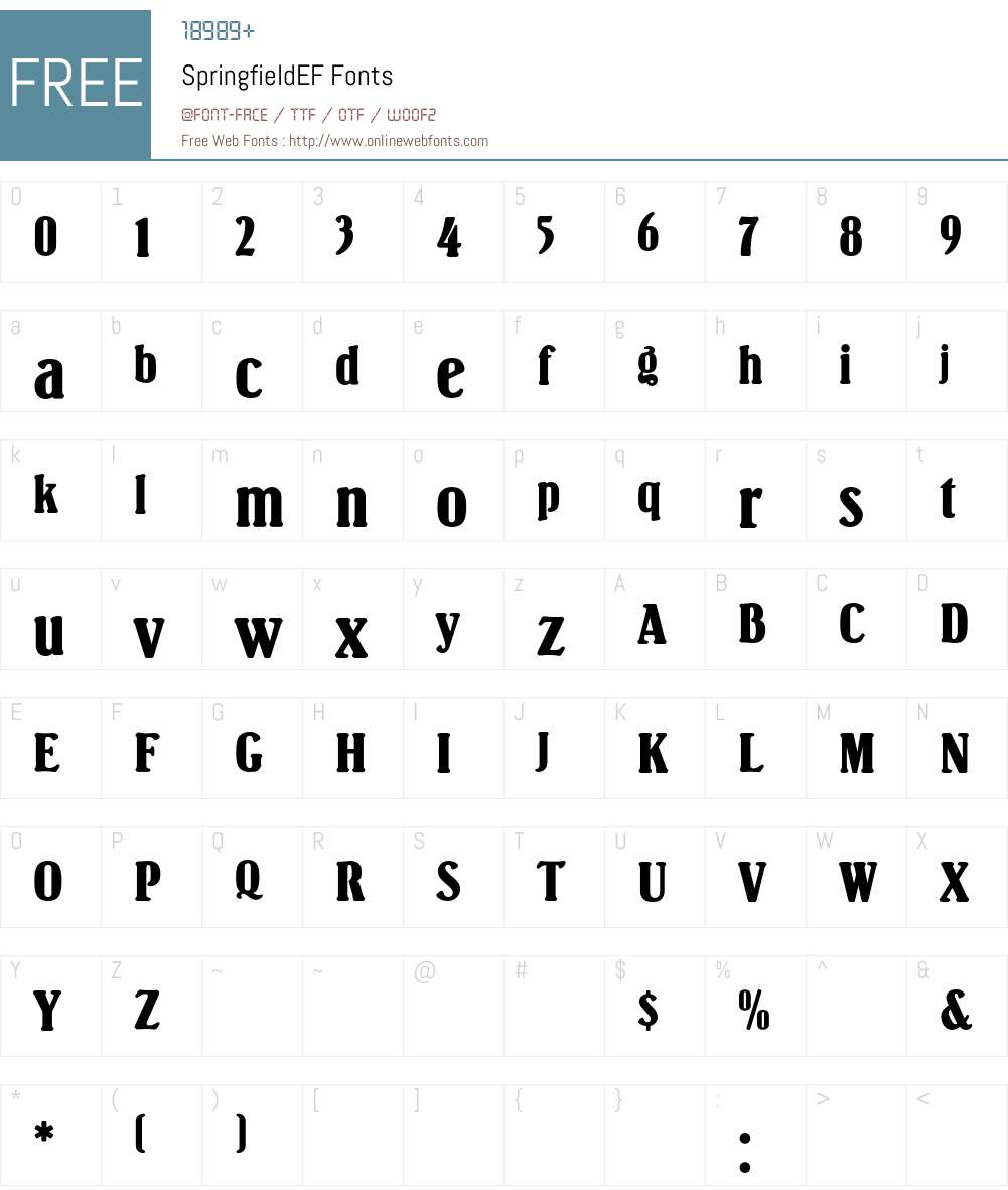 SpringfieldEF Font Screenshots