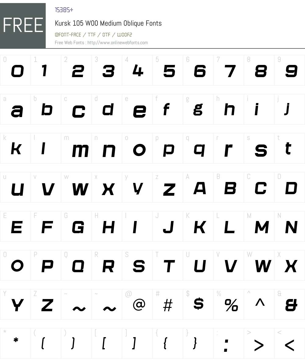 Kursk105W00-MediumOblique Font Screenshots