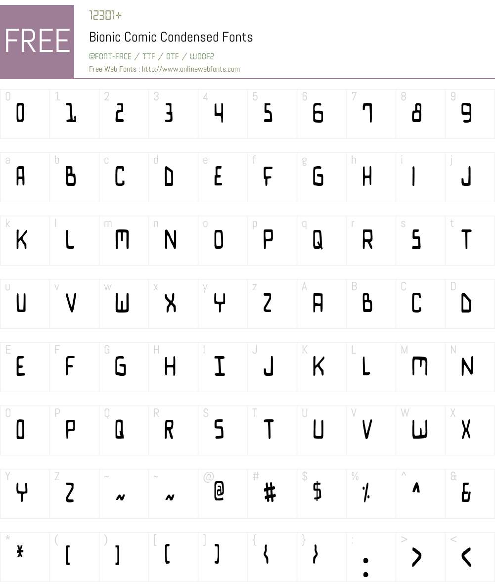 Bionic Comic Condensed Font Screenshots