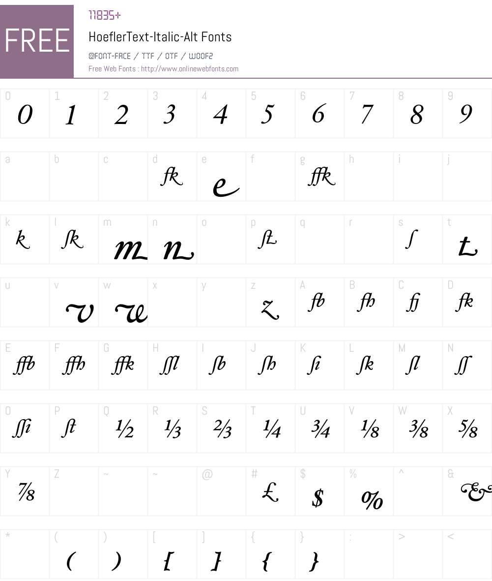 HoeflerText-Italic-Alt Font Screenshots