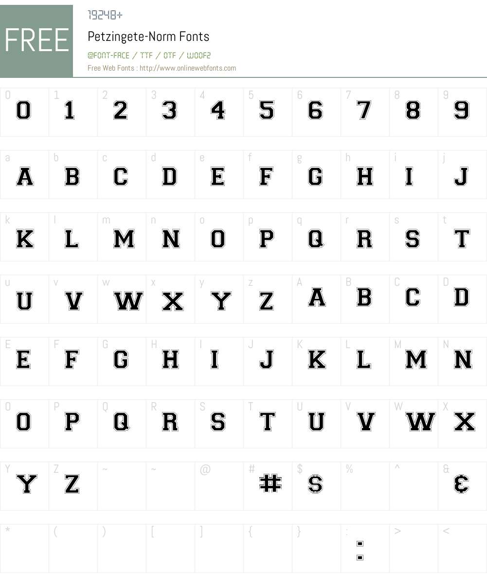Petzingete-Norm Font Screenshots