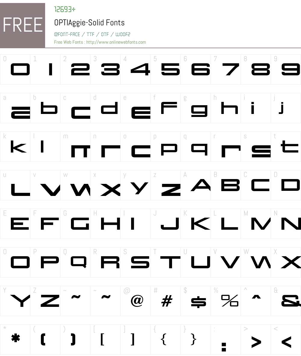 OPTIAggie Font Screenshots
