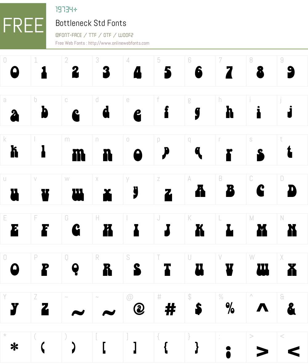 Bottleneck Std Font Screenshots