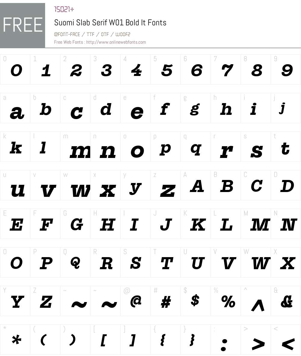 SuomiSlabSerifW01-BoldIt Font Screenshots