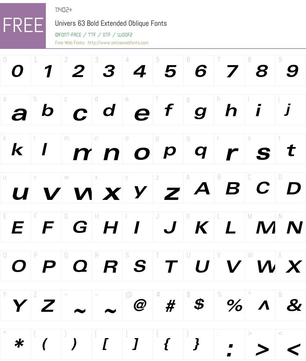Univers Font Screenshots
