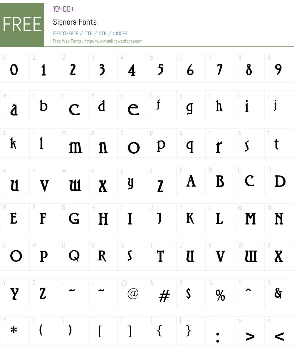 Signora Font Screenshots