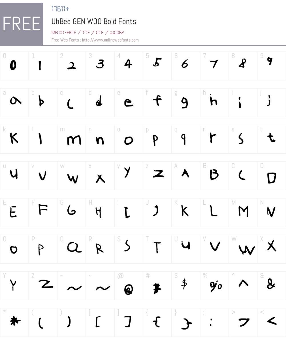 UhBee GEN WOO Font Screenshots