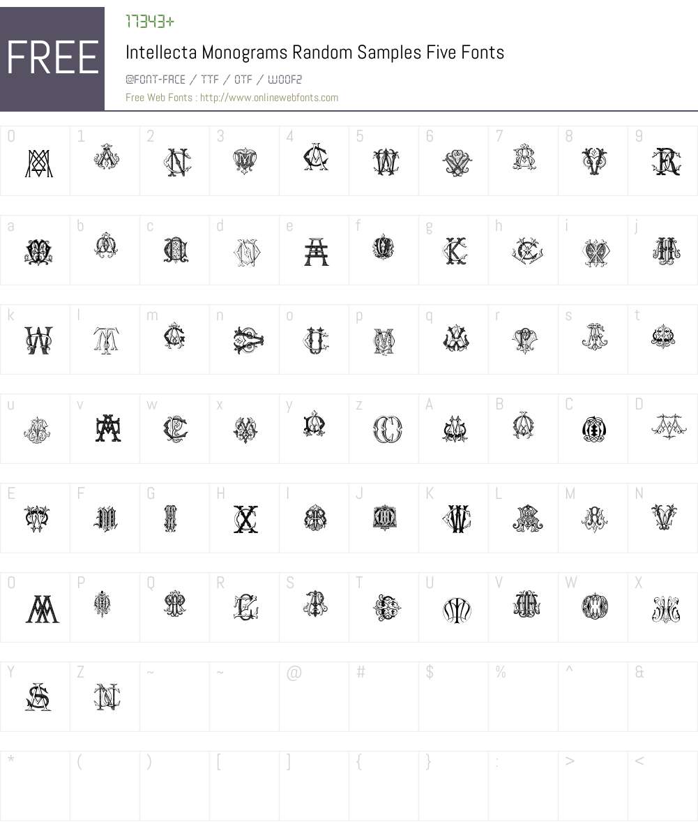 Intellecta Monograms Random Samples Five Font Screenshots