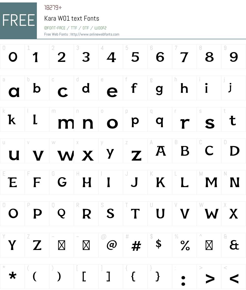 KaraW01-text Font Screenshots