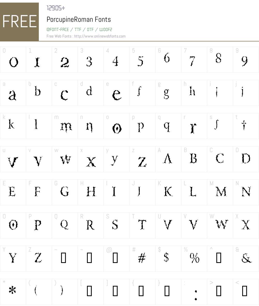 PorcupineRoman Font Screenshots
