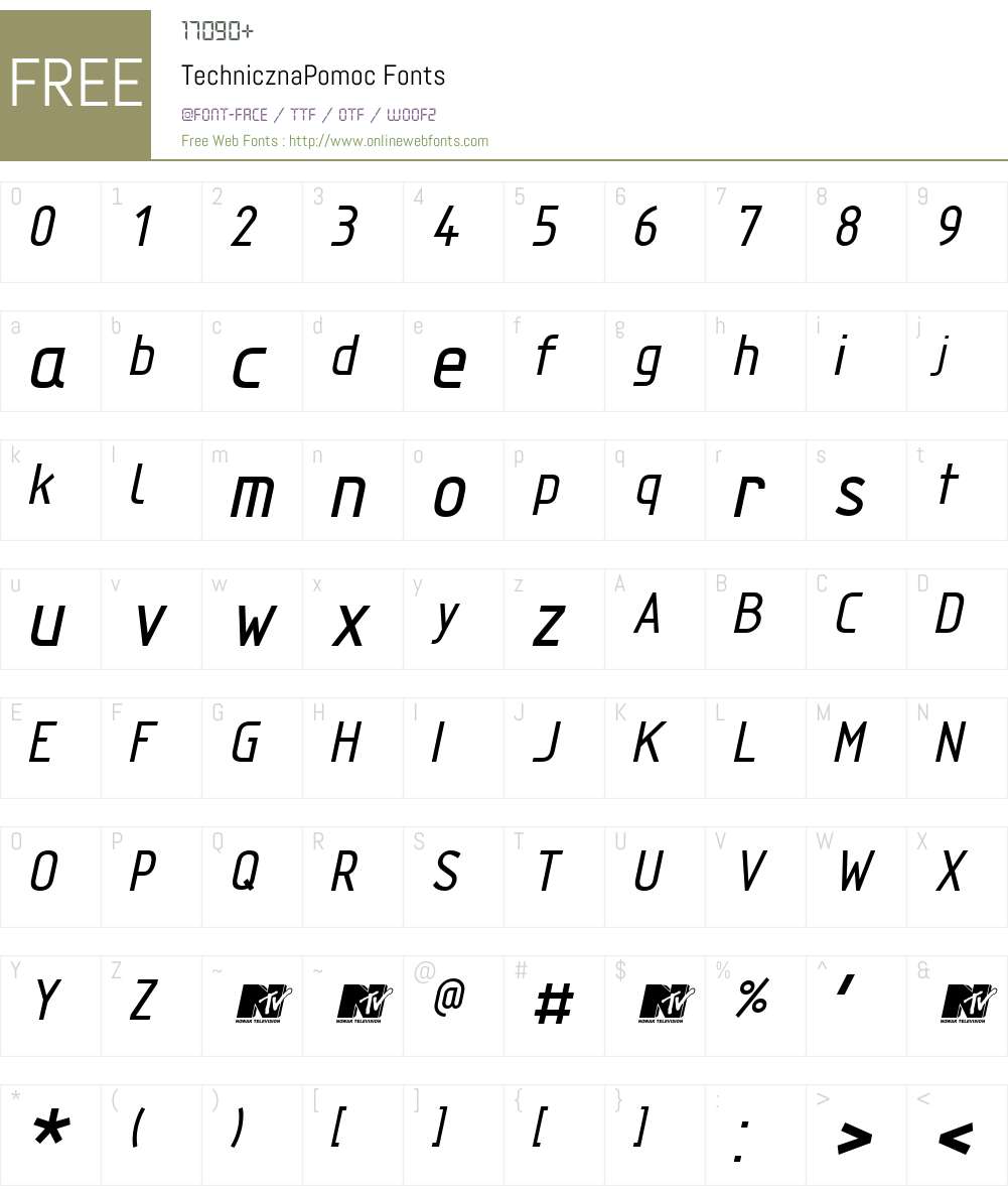 TechnicznaPomoc Font Screenshots
