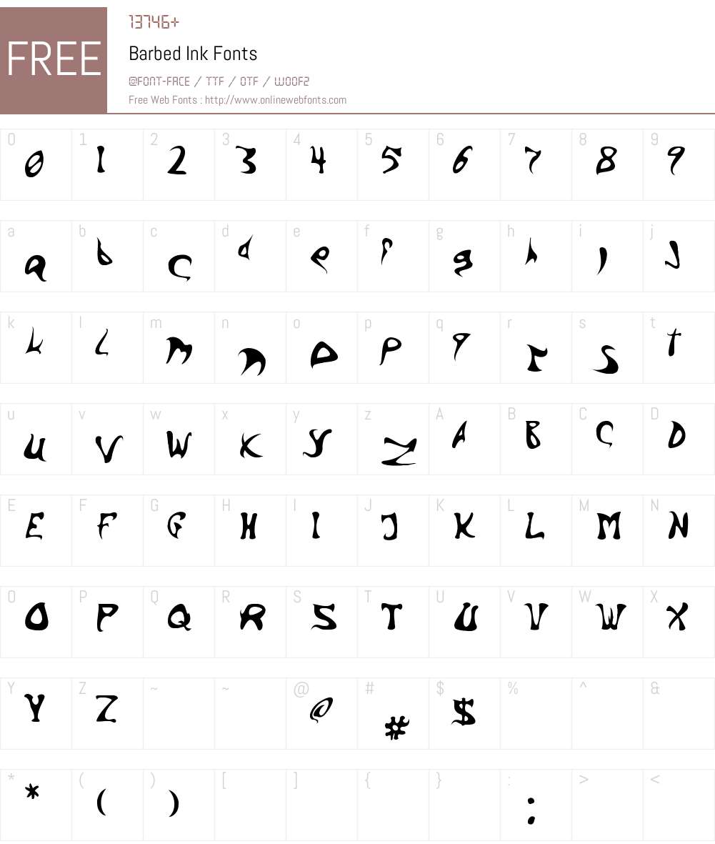 Barbed Ink Font Screenshots
