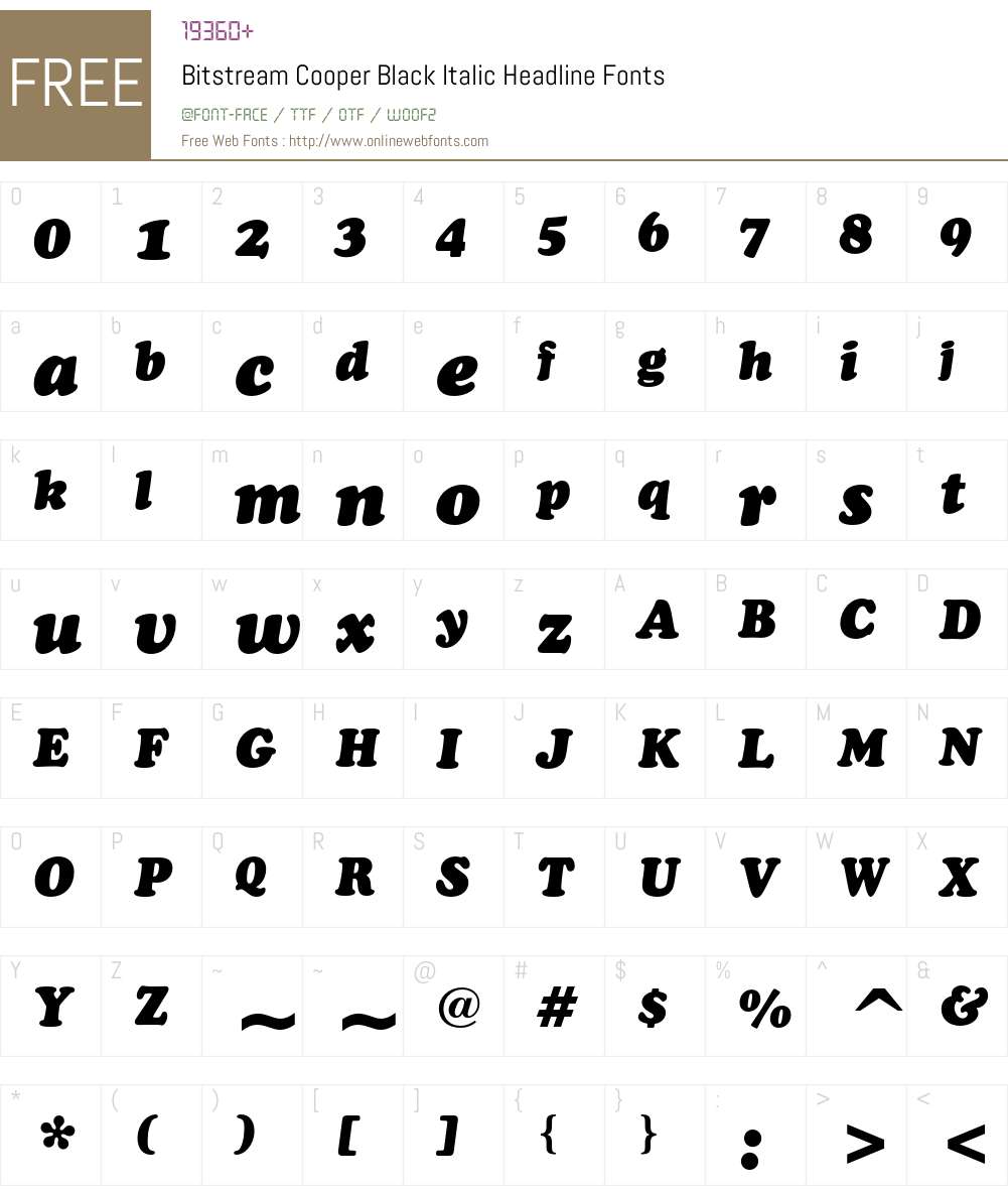 Bitstream Cooper Font Screenshots