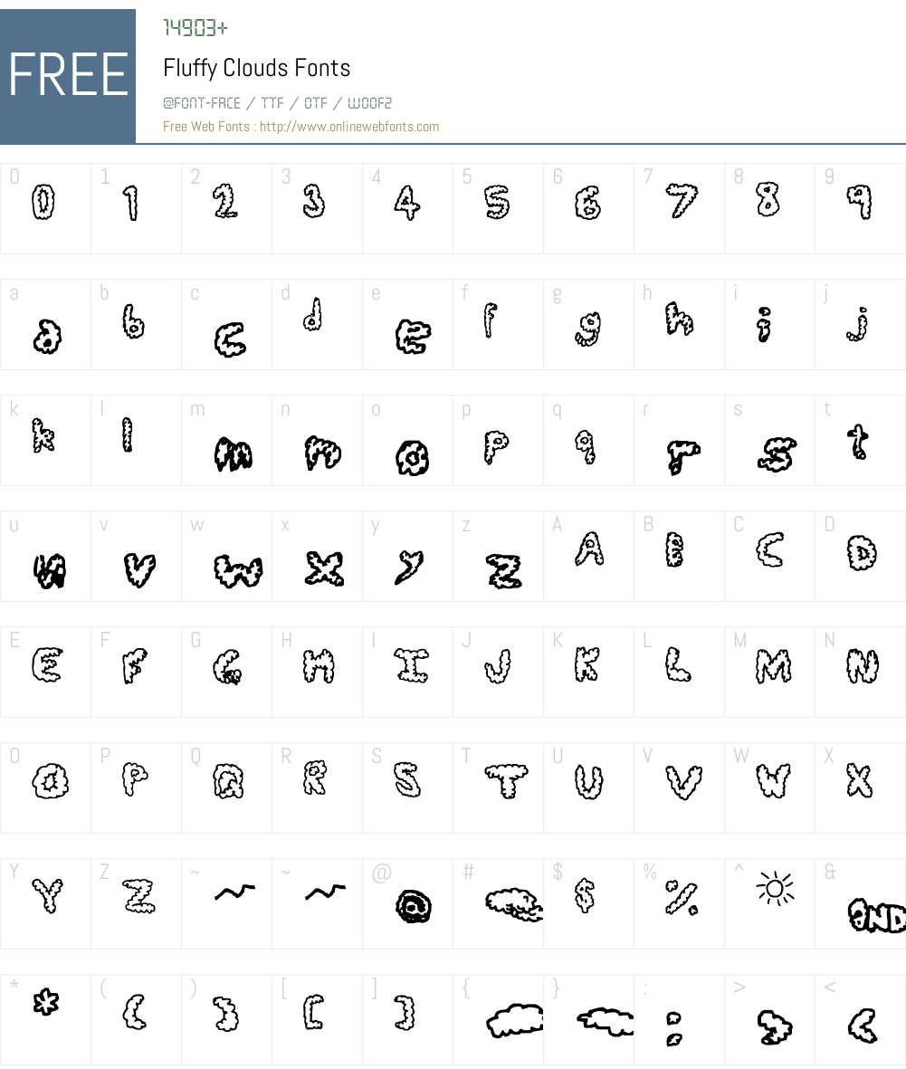 Fluffy Clouds Font Screenshots