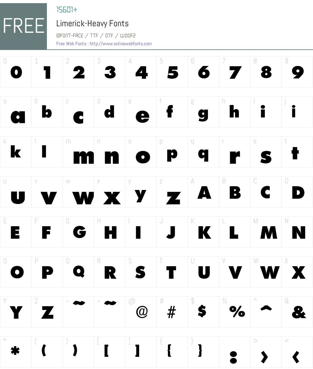 Limerick-Heavy Font Screenshots
