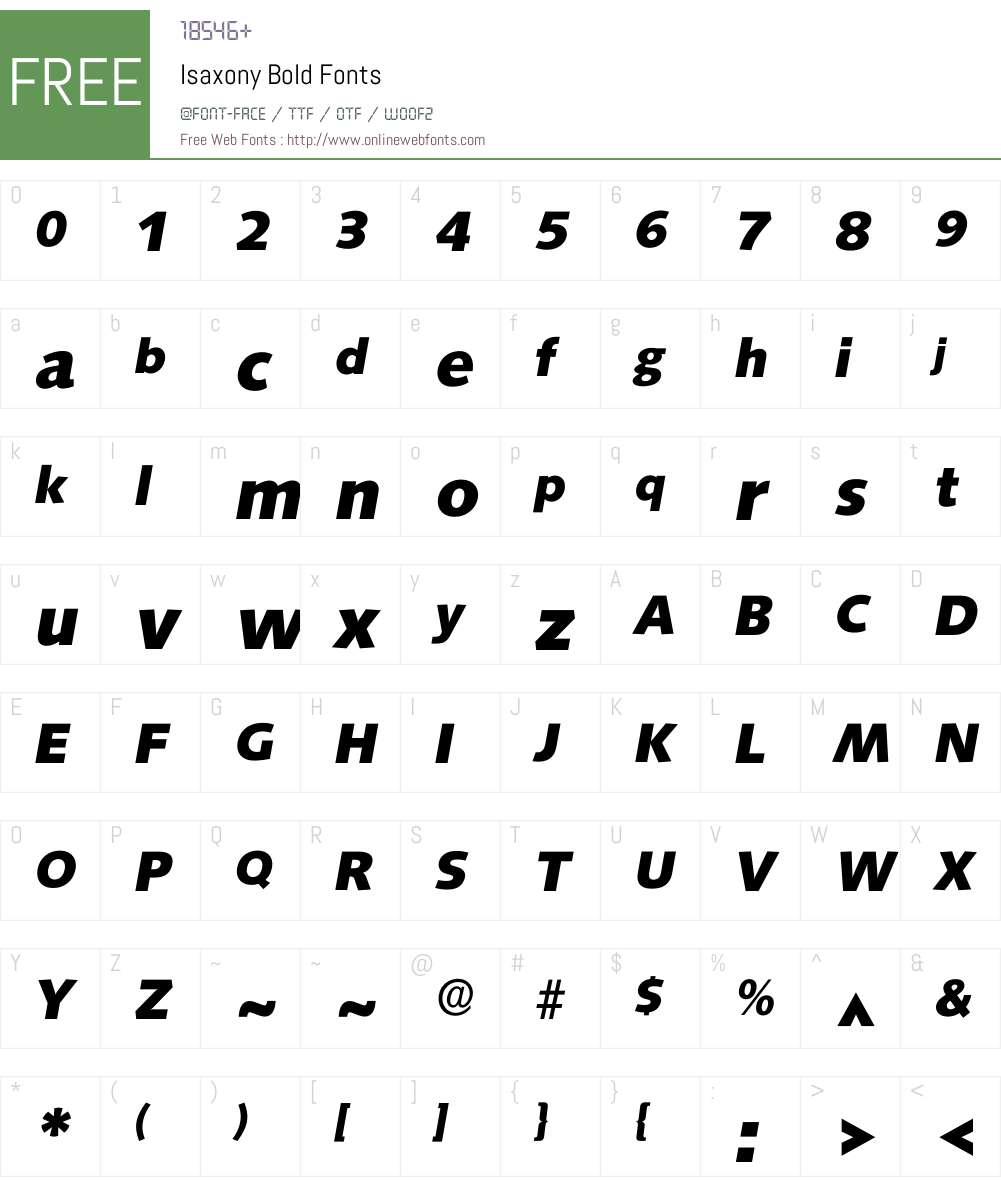 Isaxony Font Screenshots