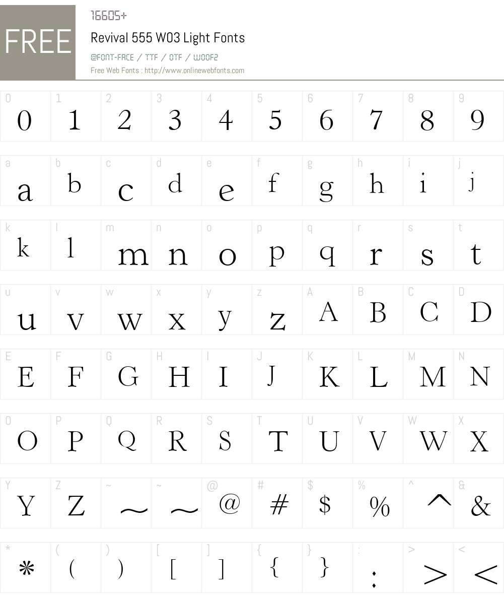 Revival 555 Font Screenshots