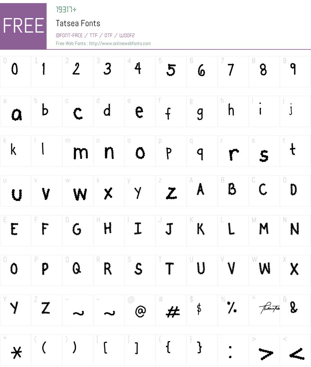 Tatsea Font Screenshots