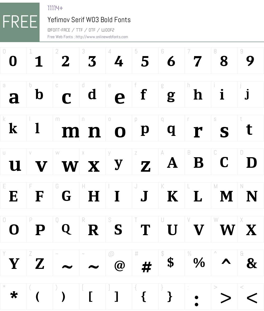 Yefimov Serif Font Screenshots