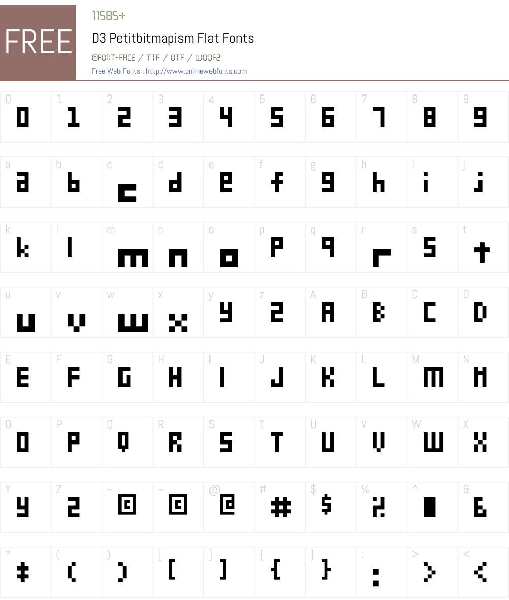 D3 Petitbitmapism Flat Font Screenshots