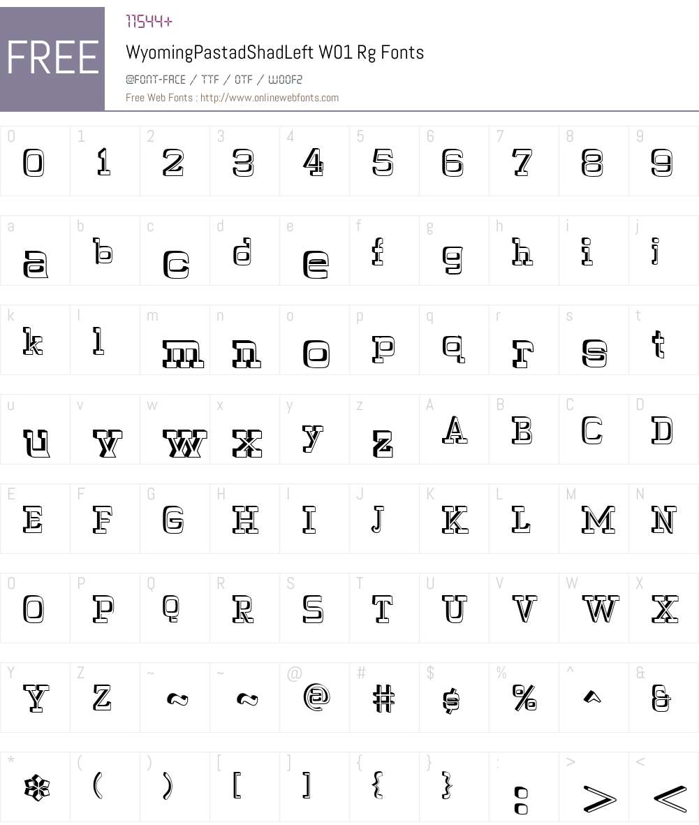 WyomingPastadShadLeftW01-Rg Font Screenshots