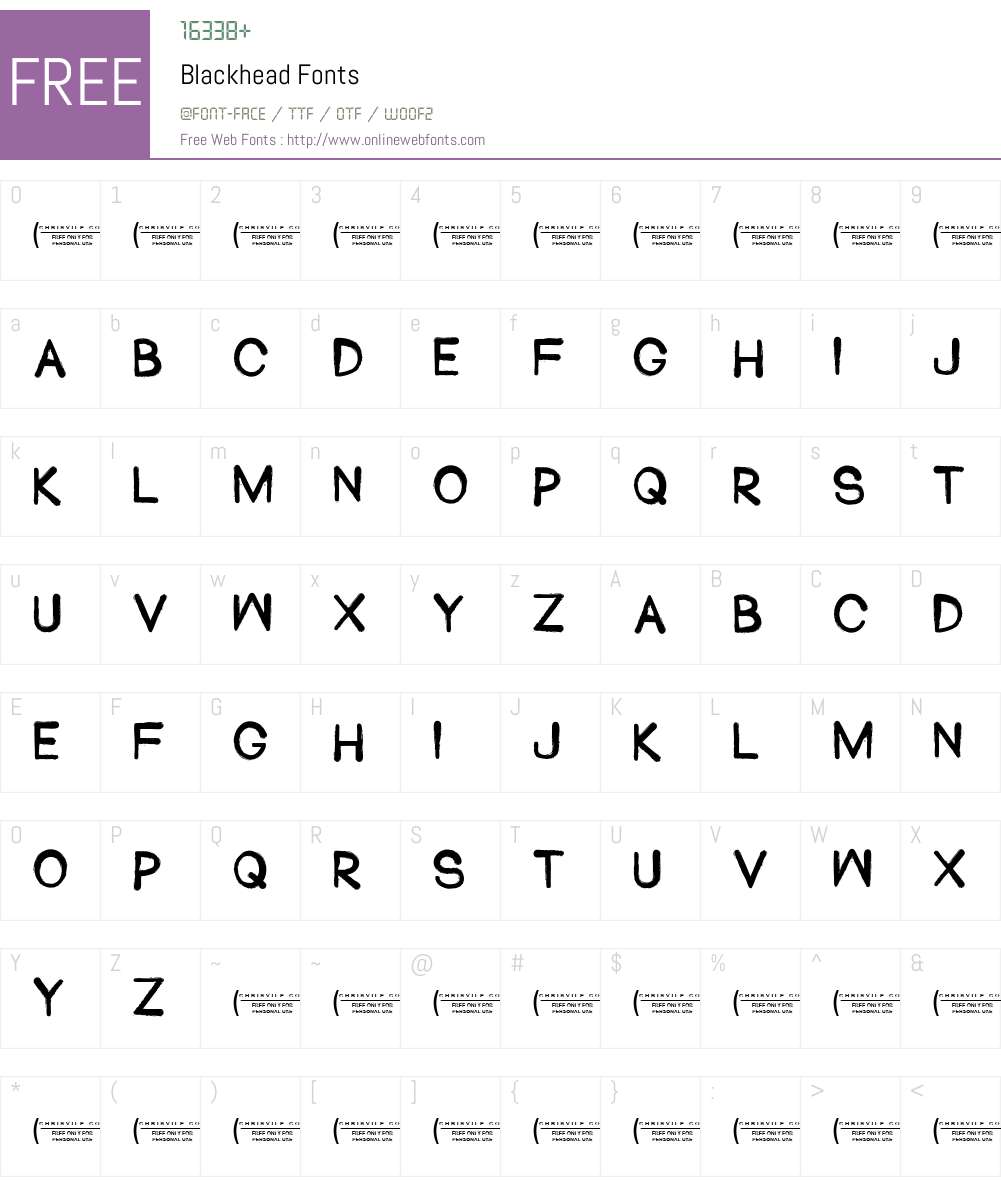 Blackhead Font Screenshots