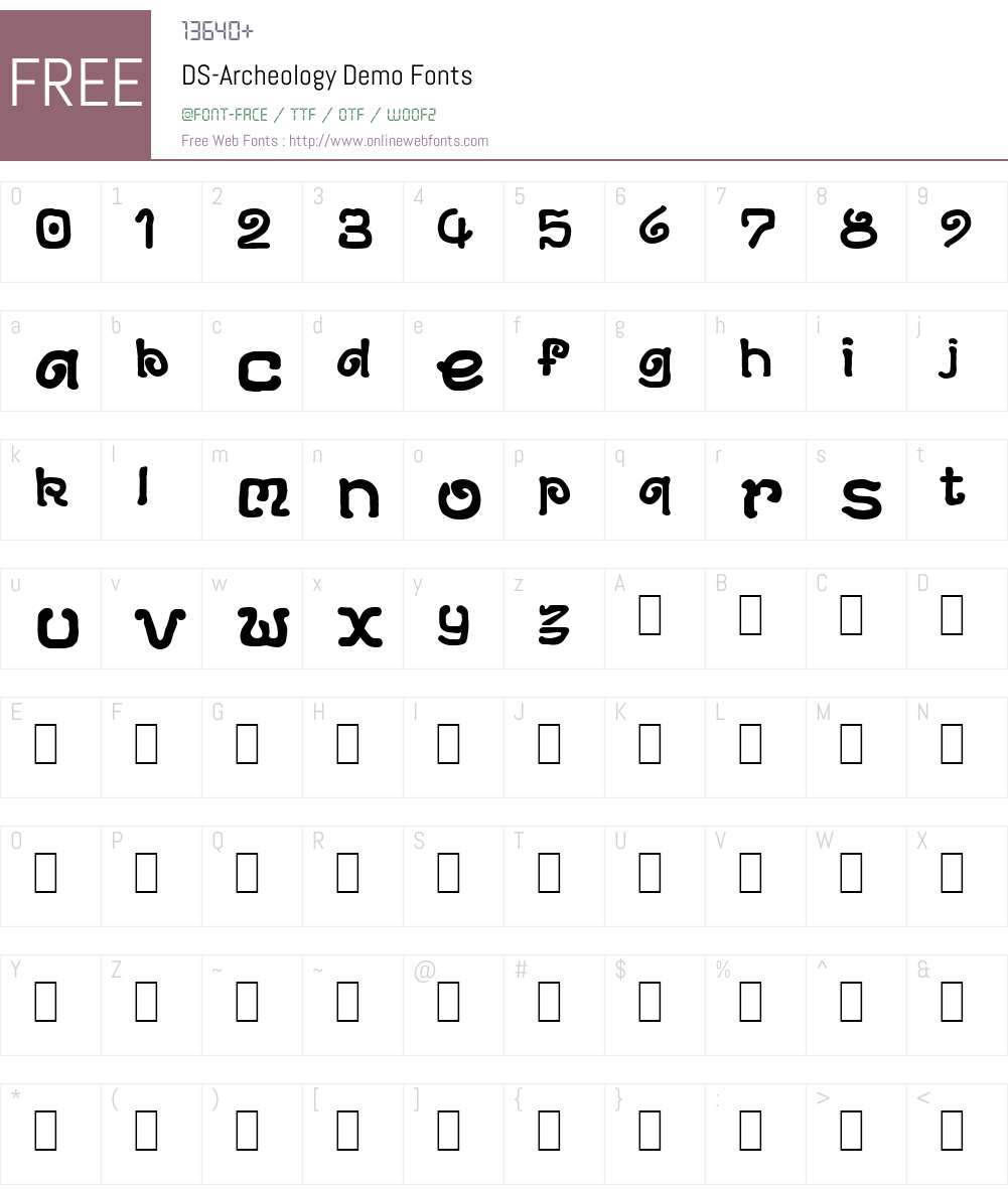 DS-Archeology Demo Font Screenshots