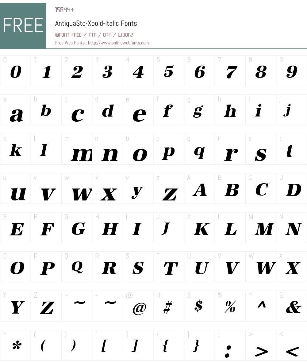 AntiquaStd-Xbold Font Screenshots