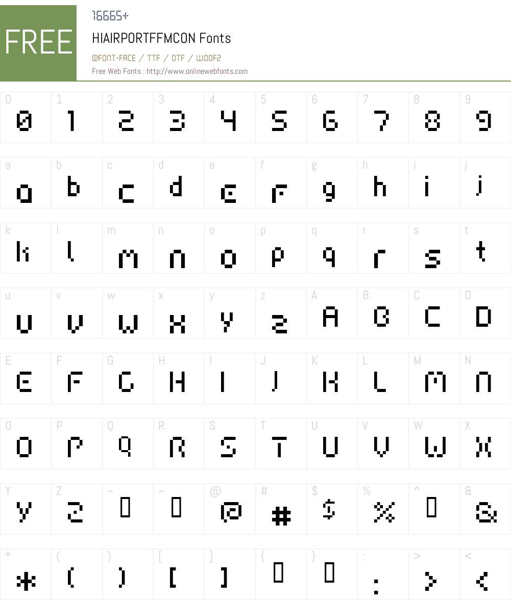HIAIRPORTFFMCON Font Screenshots