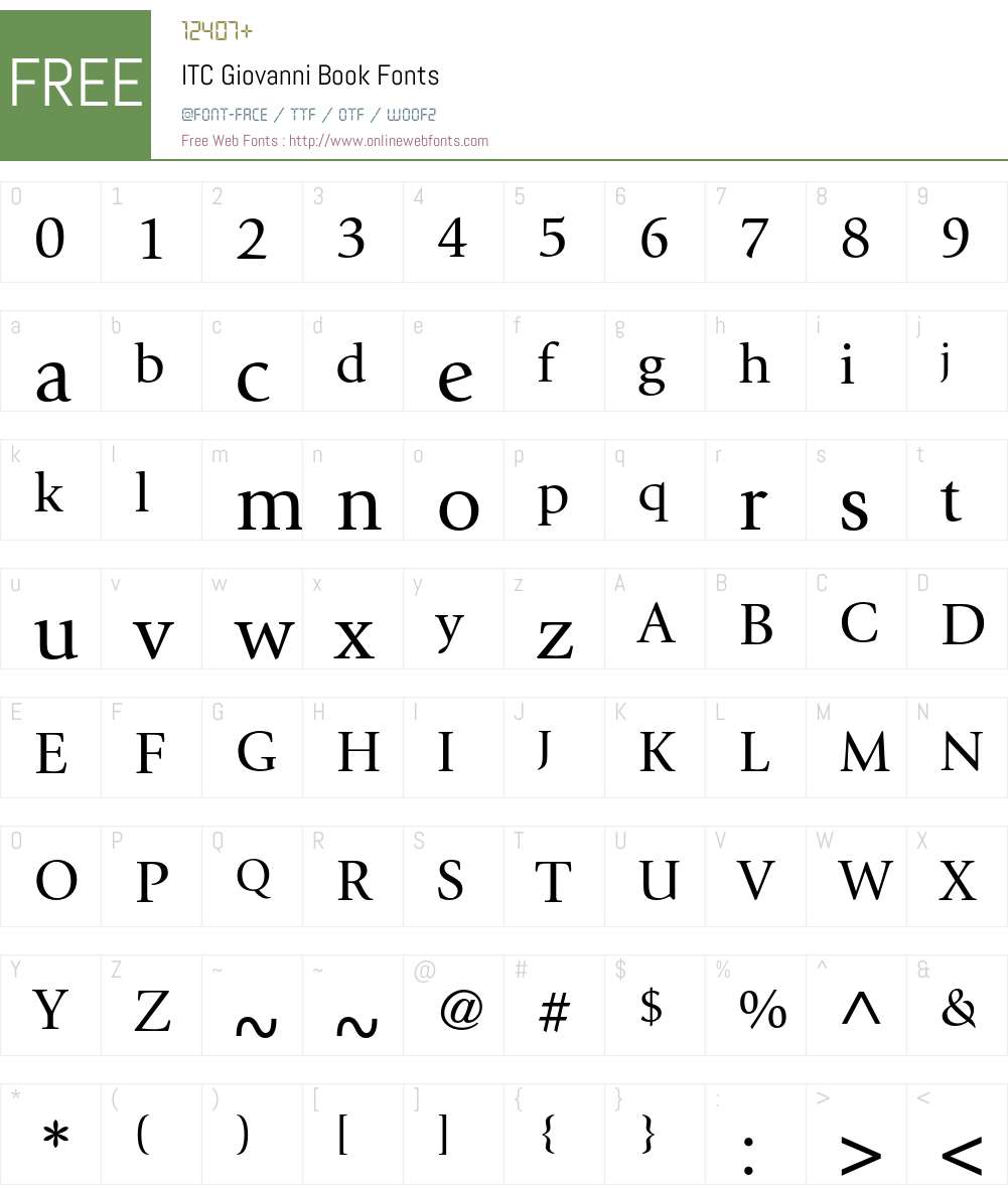 ITC Giovanni Font Screenshots