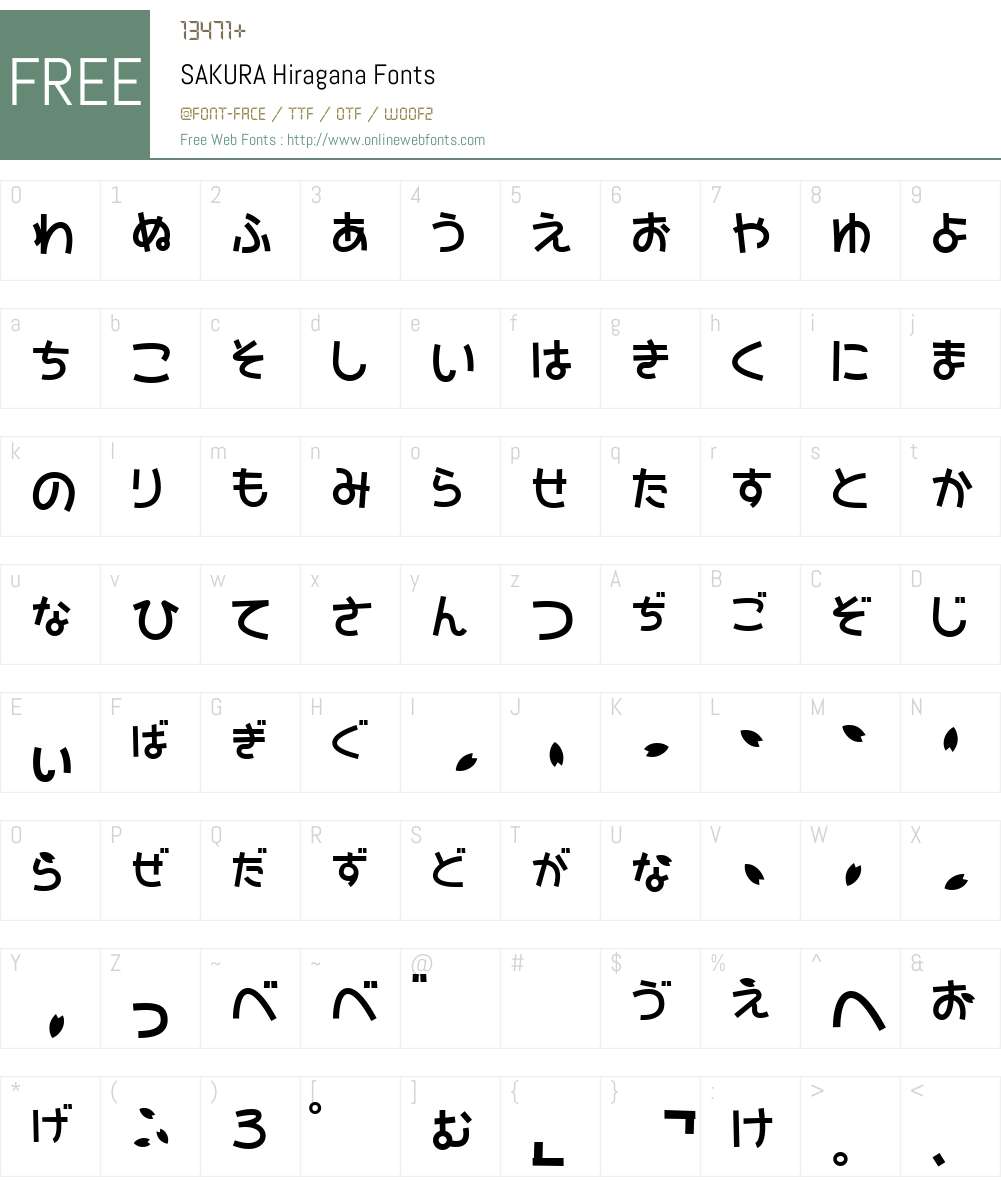 SAKURA Hiragana Font Screenshots