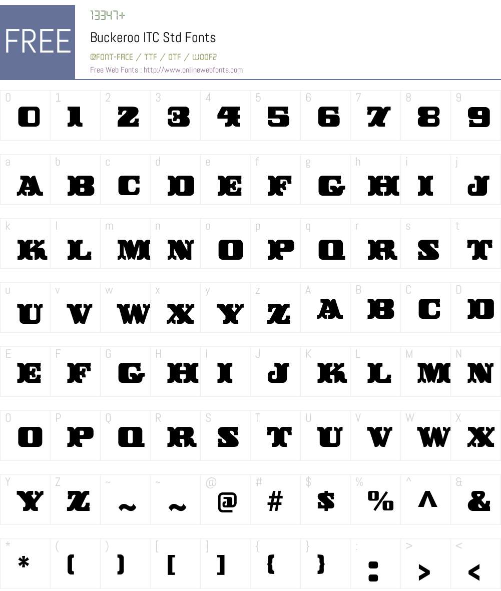 Buckeroo ITC Std Font Screenshots