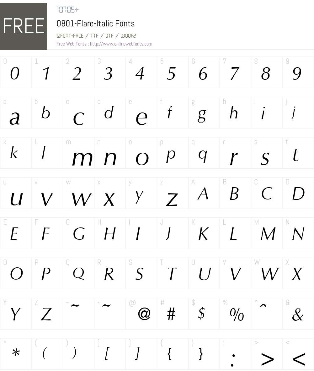 O801-Flare Font Screenshots