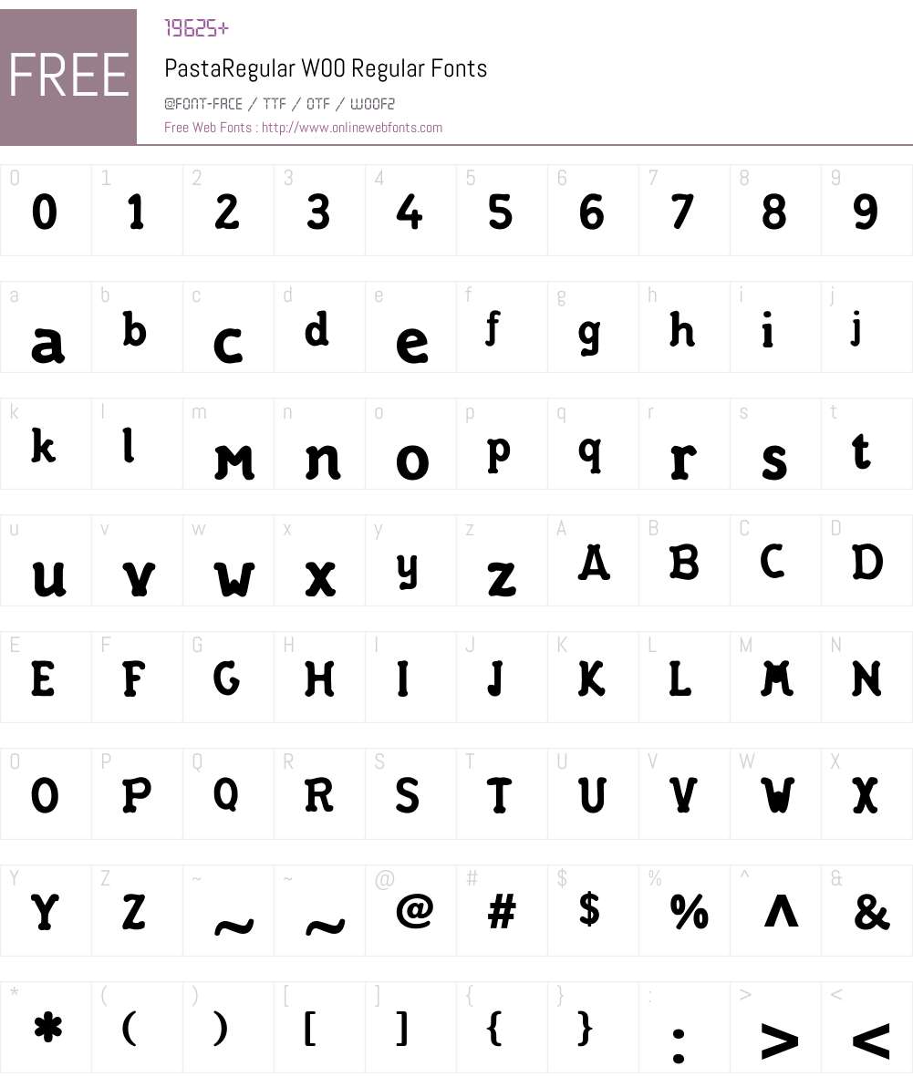 PastaRegularW00-Regular Font Screenshots