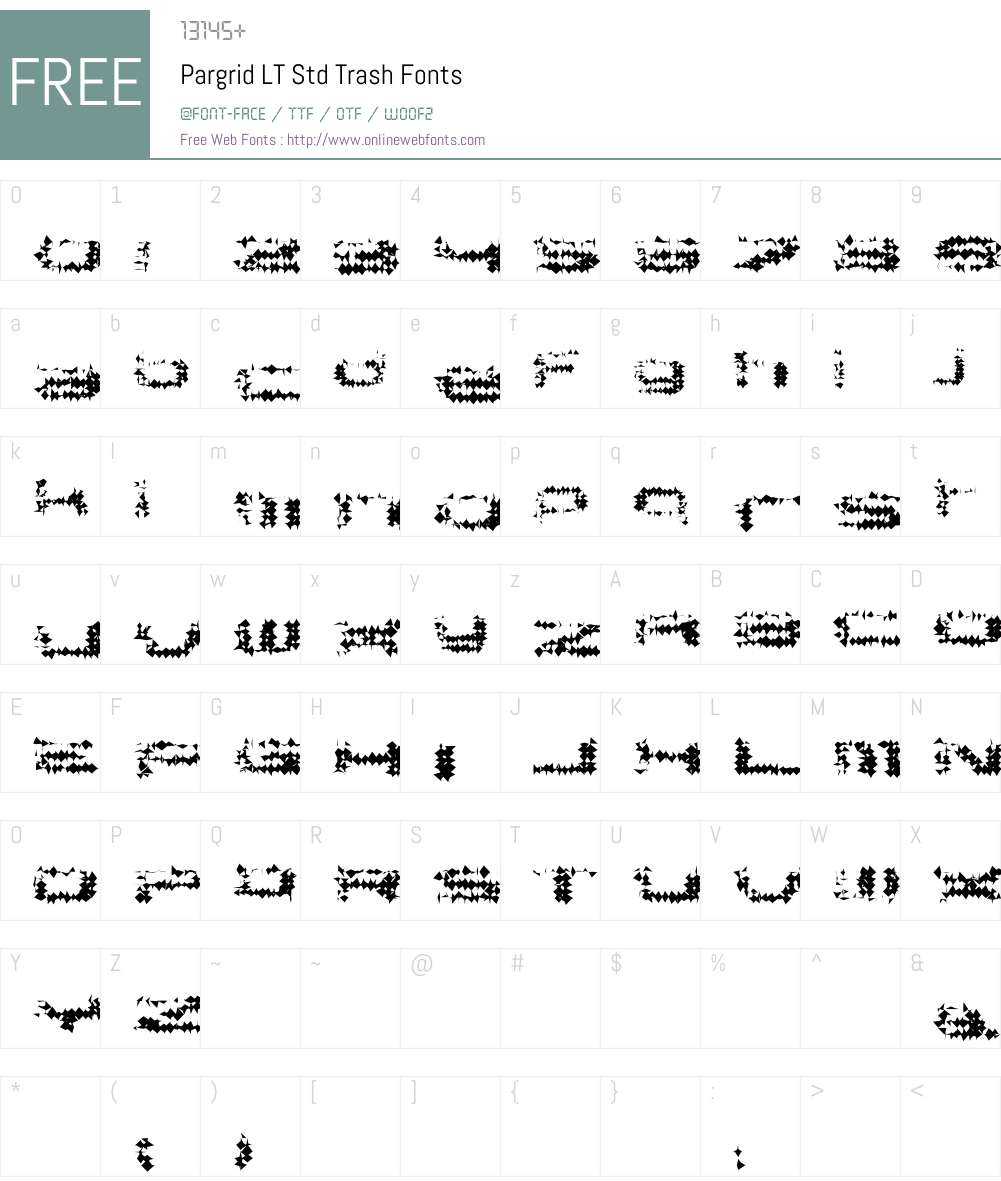 Pargrid LT Std Trash Font Screenshots