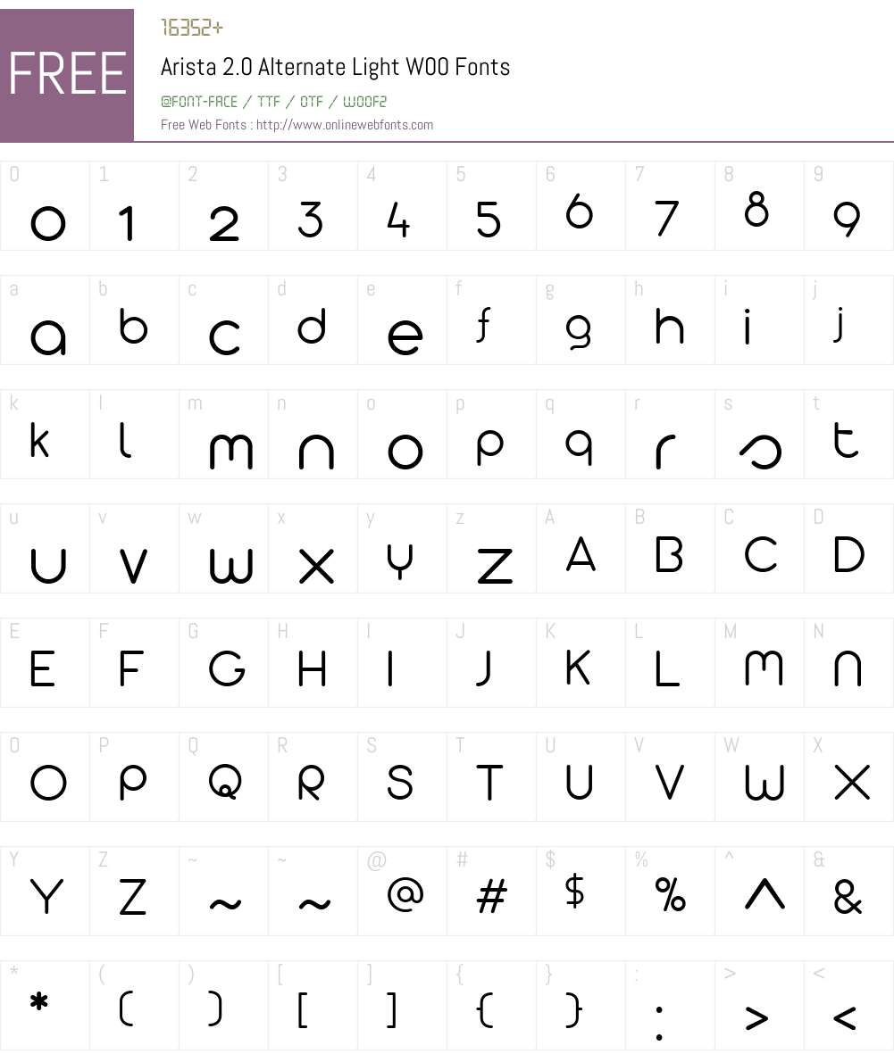 Arista2.0AlternateLightW00 Font Screenshots