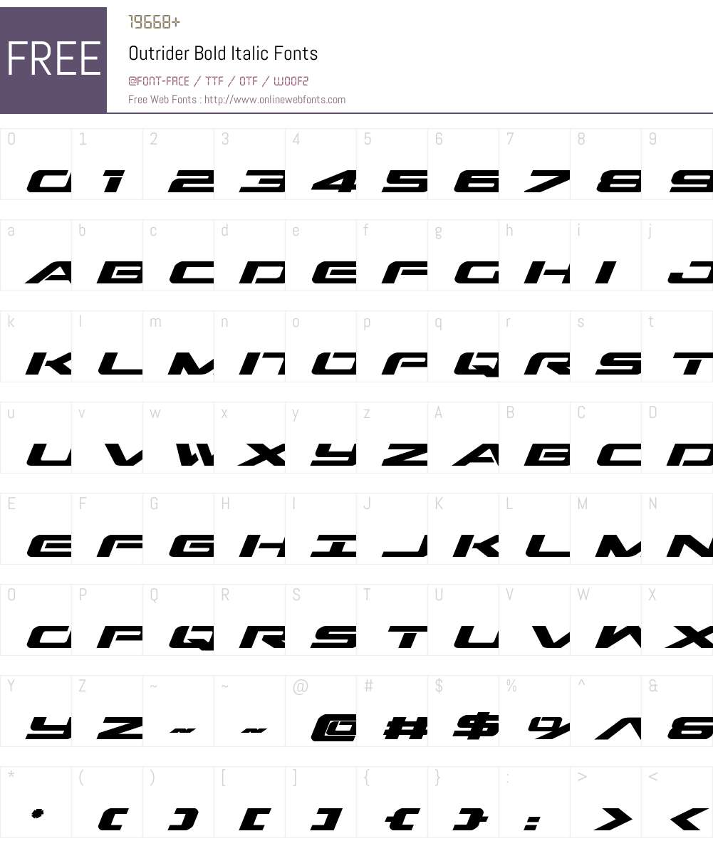 Outrider Bold Italic Font Screenshots